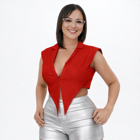 NEW Modern Asymmetrical Pointed Blouse - Bamboo & Cotton Blend - Multiple Colors - Picture 3 of 12